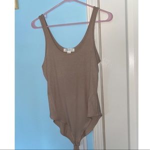Beige Ribbed Bodysuit
